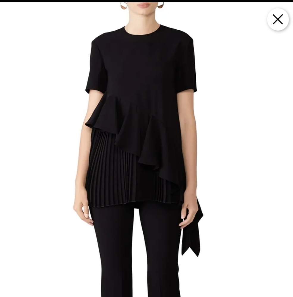 Adeam Black M Ruffle Top